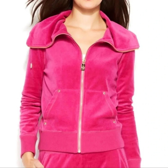 MICHAEL MICHAEL KORS Velvet Zip-Front Track Jacket in cobalt blue Y2K - Picture 2 of 10